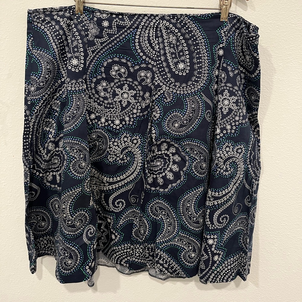 Talbots Women's Plus Sz 20W A-Line Skirt  Blue Paisley Print 100% Cotton Lined.
